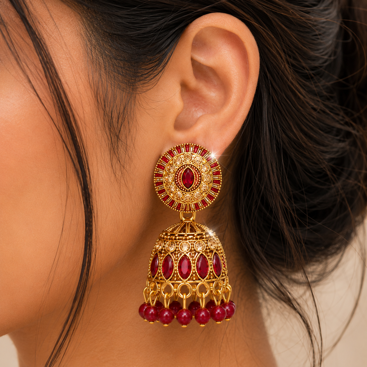 Anti Tarnish Classic Mehrun Stone Hanging Earrings✨