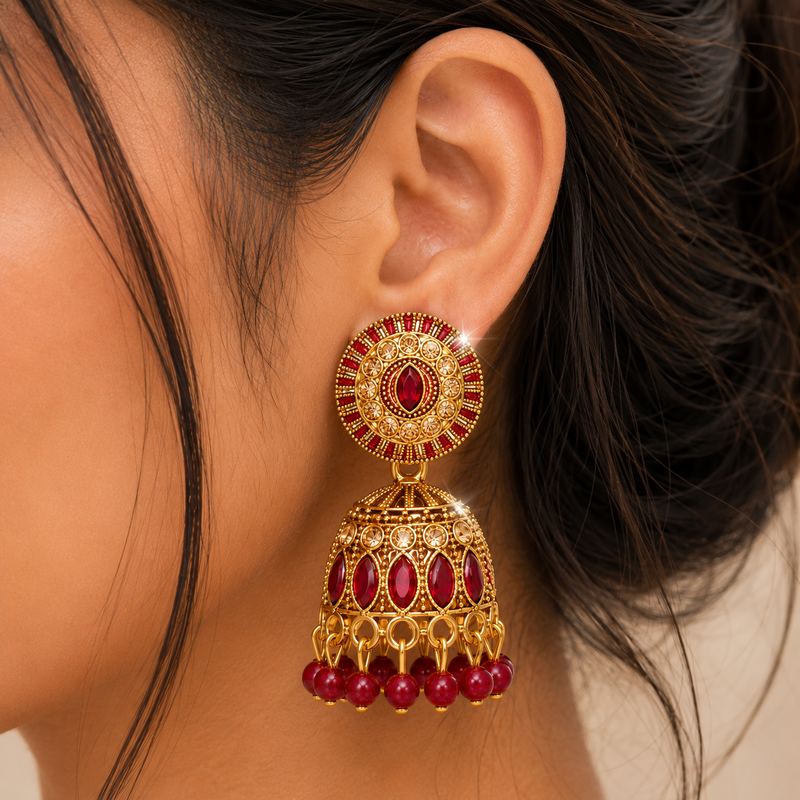 Anti Tarnish Classic Mehrun Stone Hanging Earrings✨