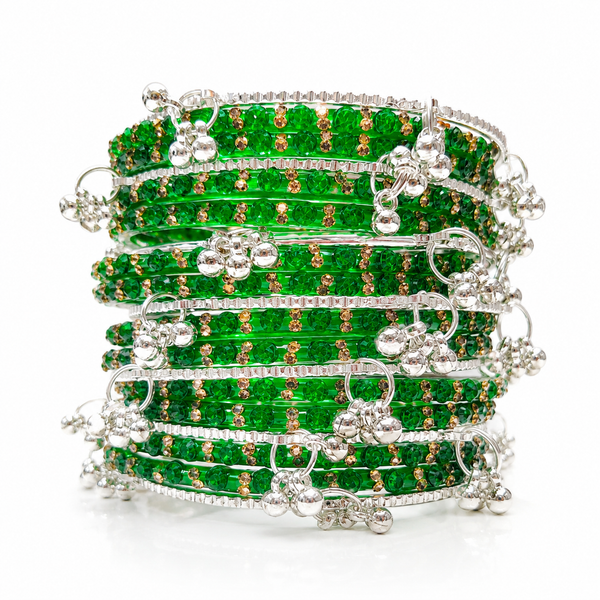 Sawan Special New Rose Designer Bangles with Kashmiri Silver Bangles | Set of 20 Pcs