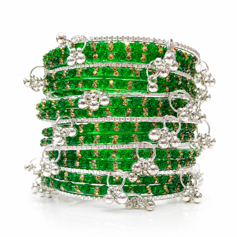 Sawan Special New Rose Designer Bangles with Kashmiri Silver Bangles | Set of 20 Pcs