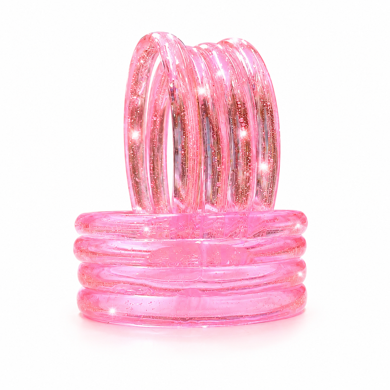 Trendy jelly soft pink bangles perfect for daily wear– set of 8