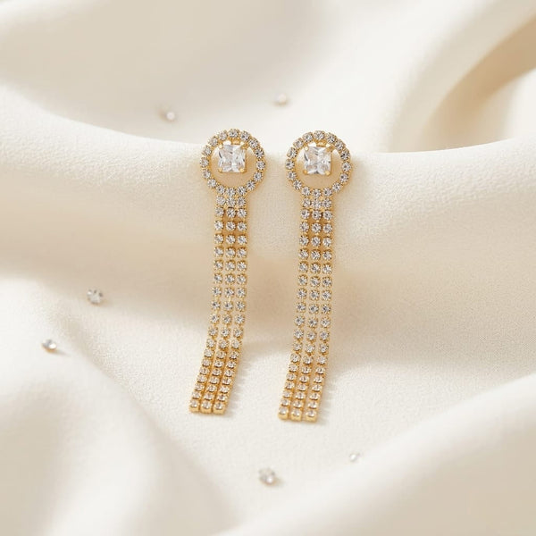 Luxury Anti-Tarnish Gold Crystal Tassel Earrings –