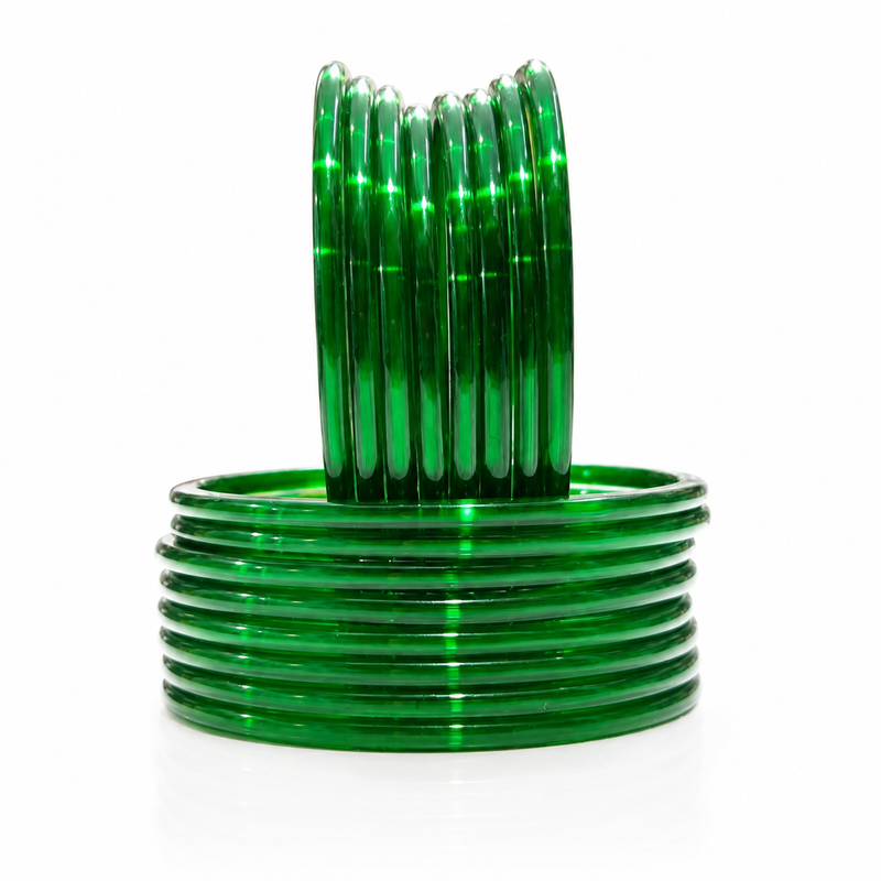 Sawan Special Green Glass Resham Bangles Set – Pack of 20 Pcs