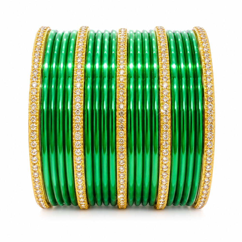 Sawan Special Green Resham Bangles Women & Girls|Set of 32 Pcs