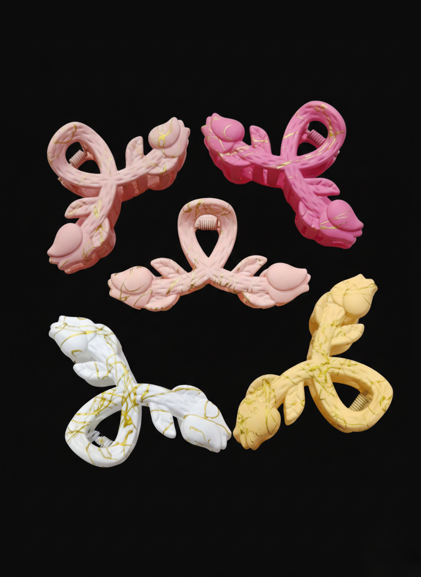 5 Pcs Hair Claw Combo matte thick Hair Claw Flower Fancy Hair Clutchur For women, girls