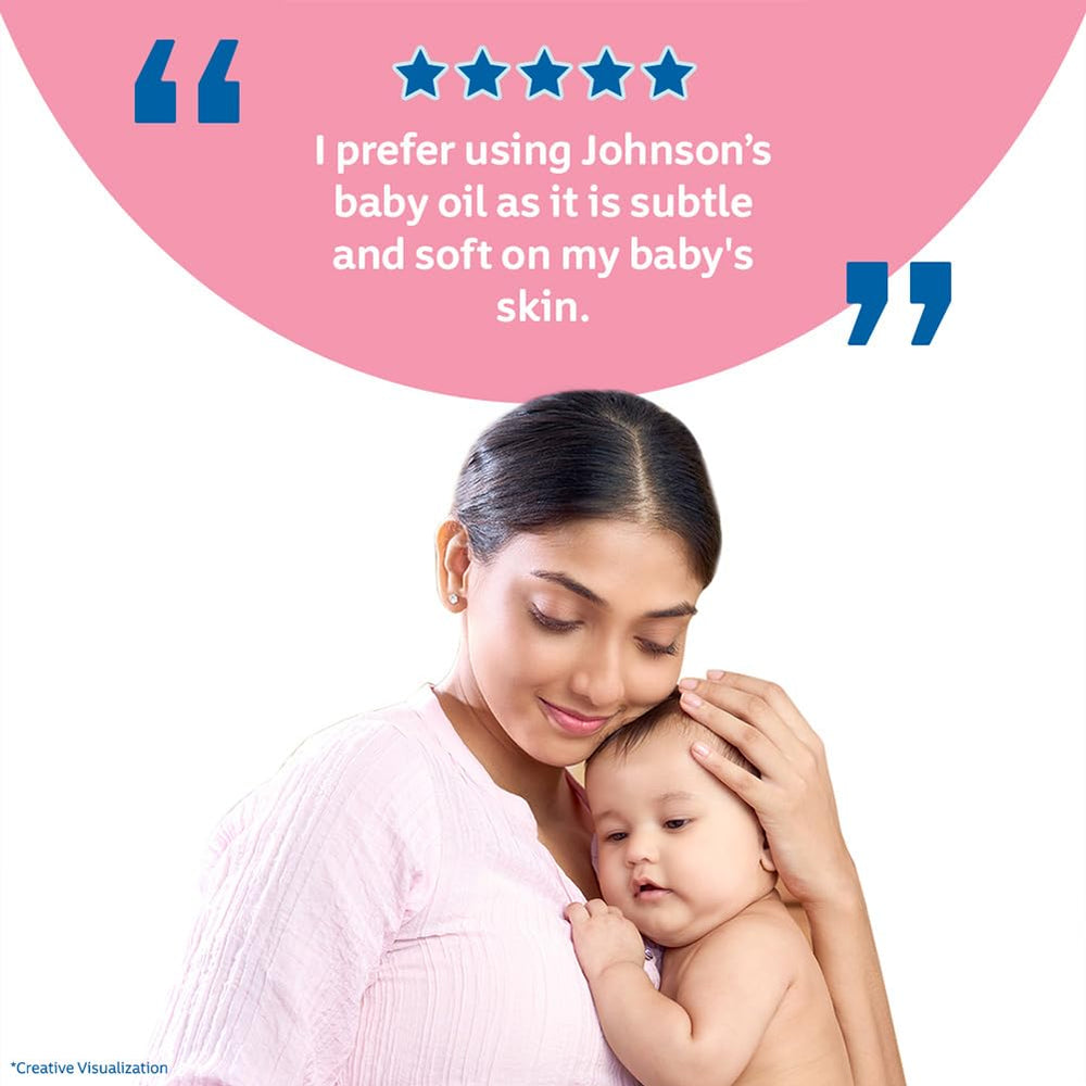 Johnson's Baby Oil with Vitamin E, Non-Sticky for easy spread and massage, 200ml