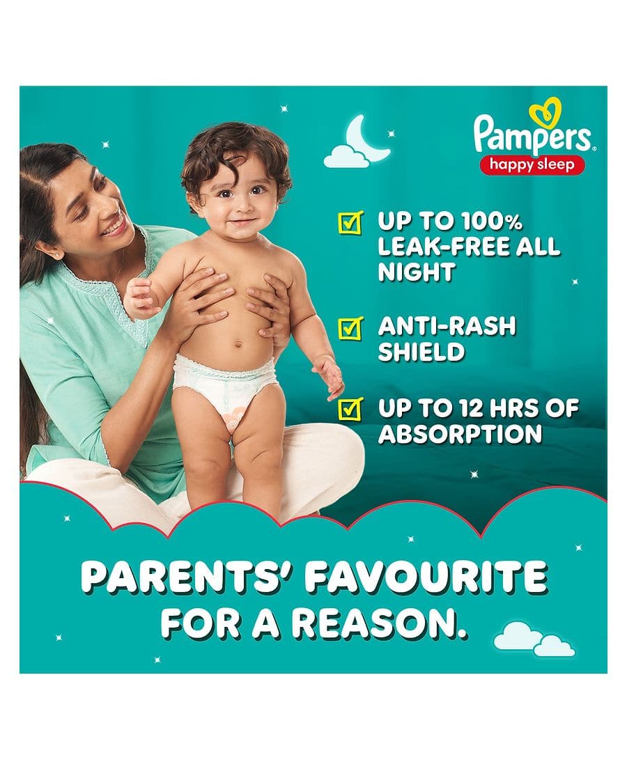 Pampers Happy Sleep Diaper| Pant Style Diaper Extra Large Size, 22 count | Overnight Protection with upto 10 hrs absorptions
