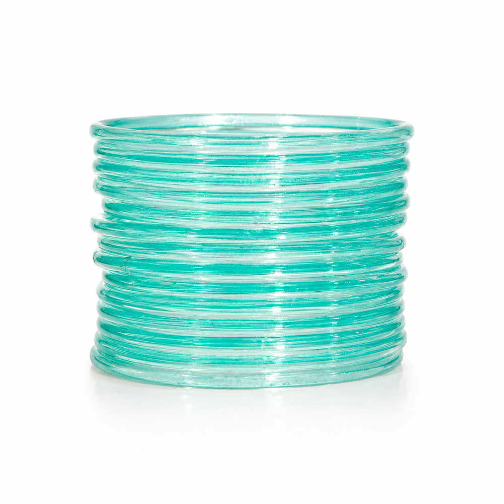 Santro Green Jelly Bangles Set of 24 – Glossy Transparent Stack