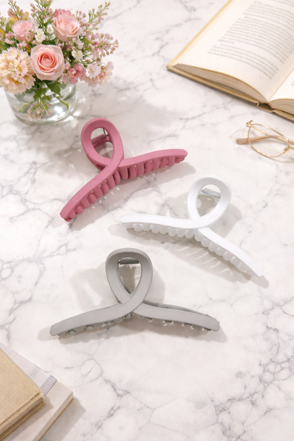 Elegant Matte Finish Hair Clutcher Set – (Pack of 3)