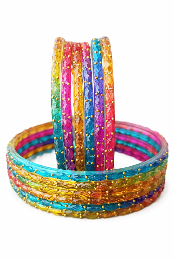 Classic Multi-Colour Designer Bangles with Glossy Finish | Set of 12