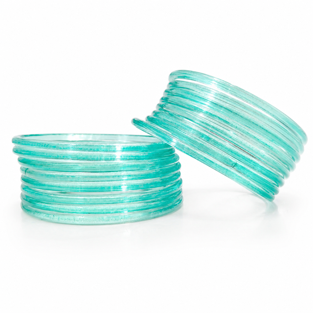 Santro Green Jelly Bangles Set of 24 – Glossy Transparent Stack
