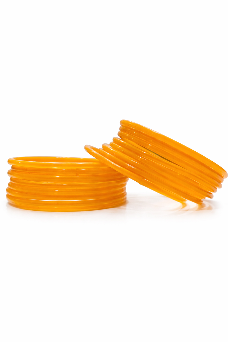 Premium Quality Orange Colour Plain Glass Bangles Set for Daily & Traditional Wear (set of 24)