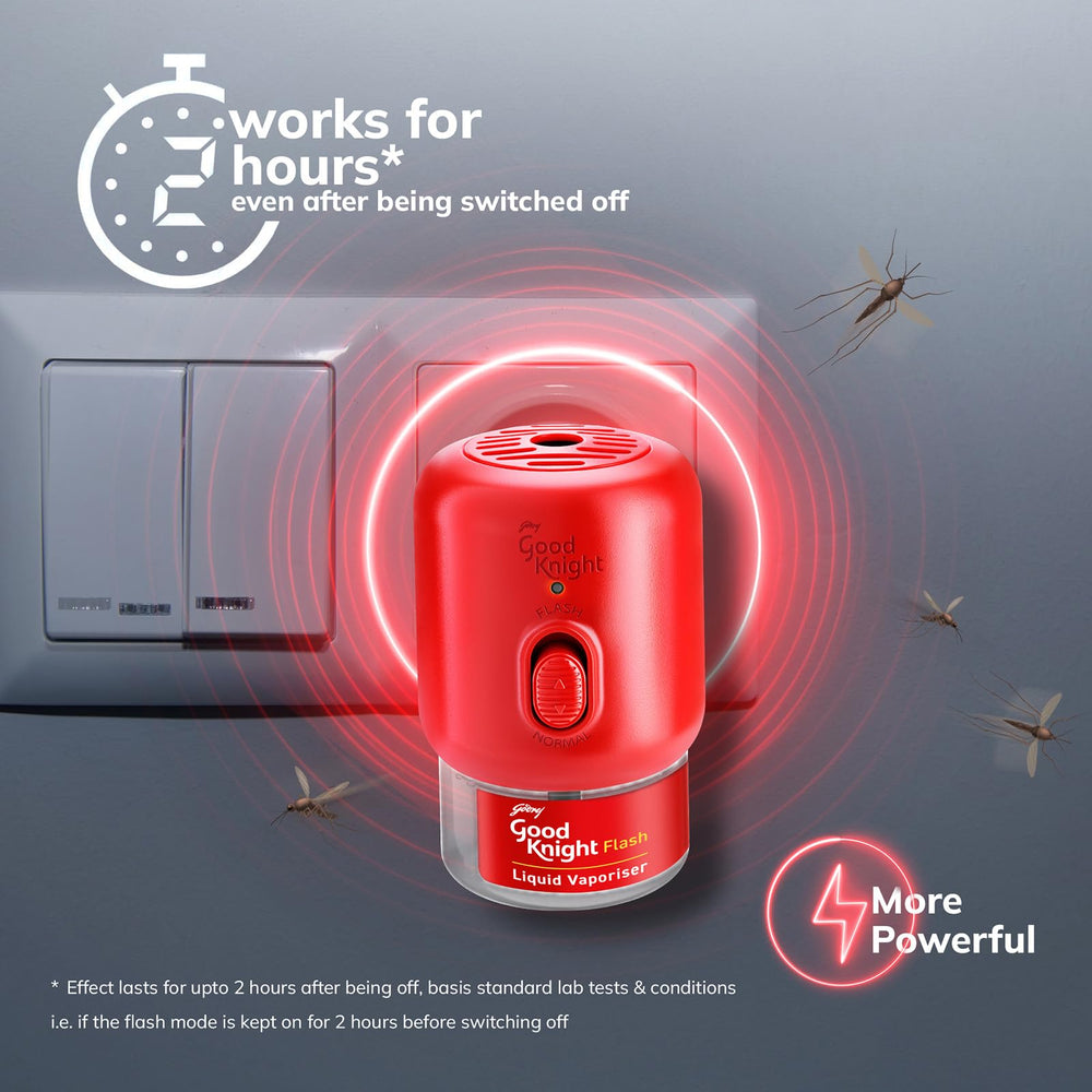 Good Knight Flash Liquid Vaporiser Combo Pack | Machine + Refills | 2x Faster Than Before | Mosquito Repellent Refill