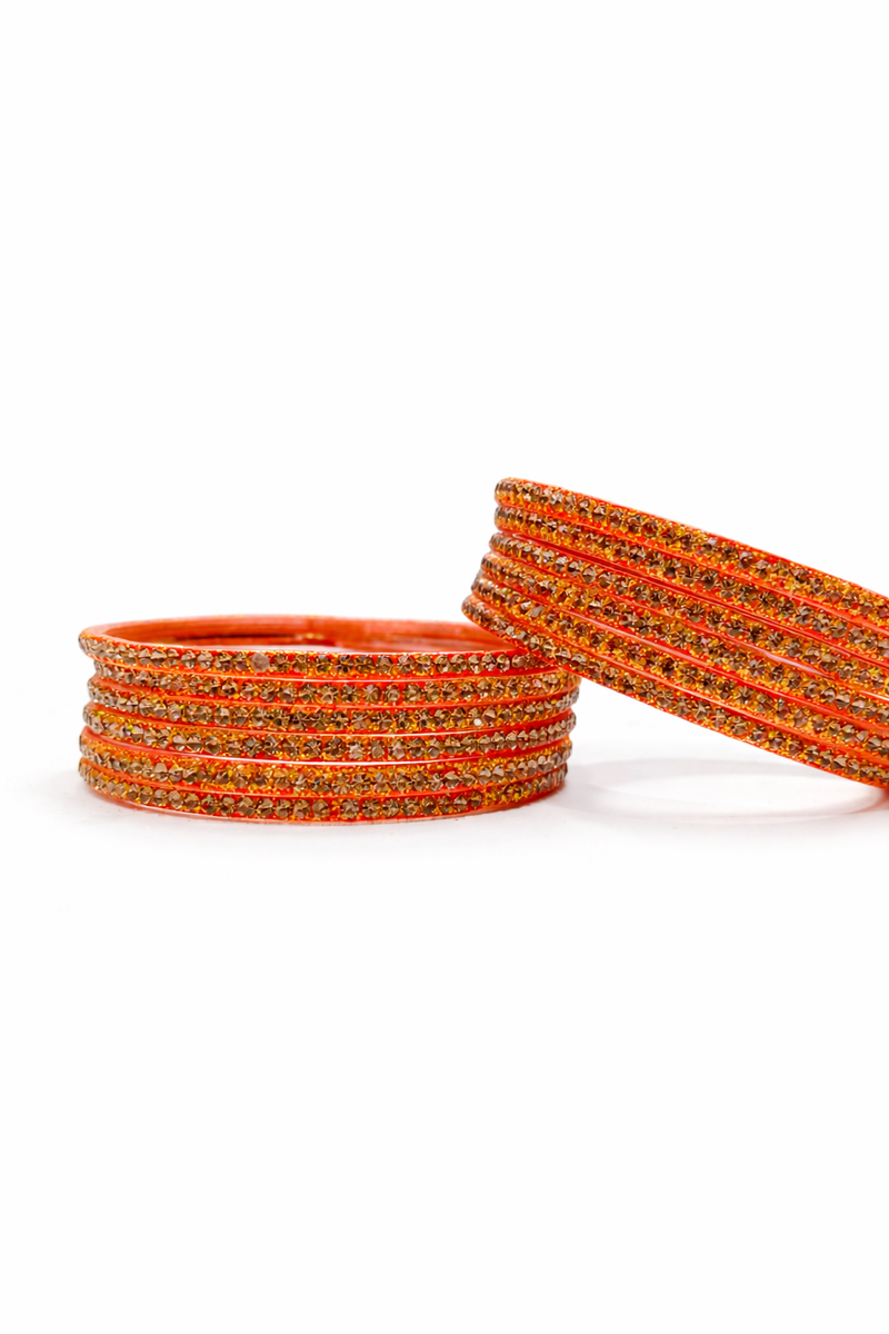 Luxury Haldi Colour Sparkle Stone Bangles Set of 12 Pcs