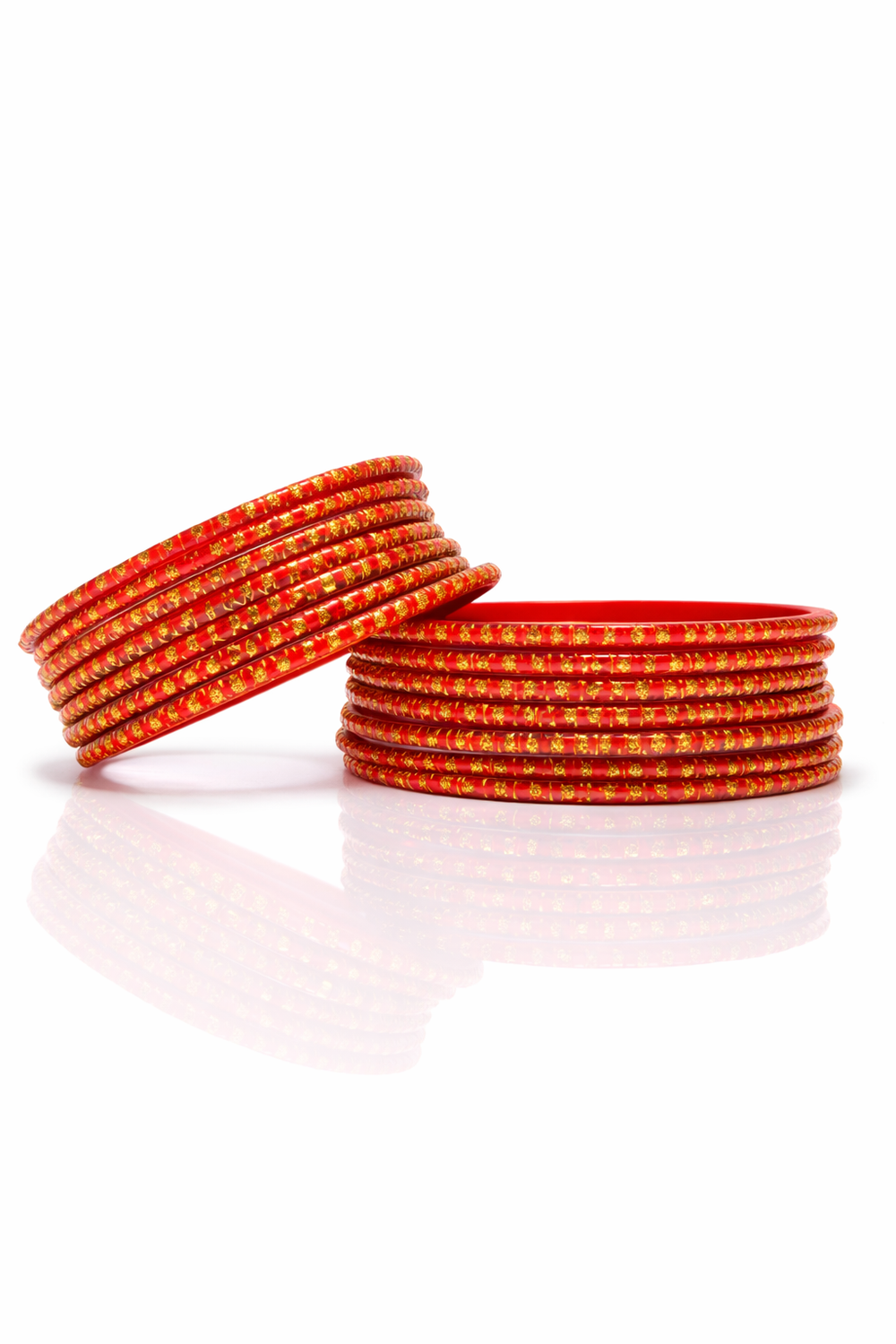 Classic Red Churi Bangles Set with Gold Detailing (pack of 24)