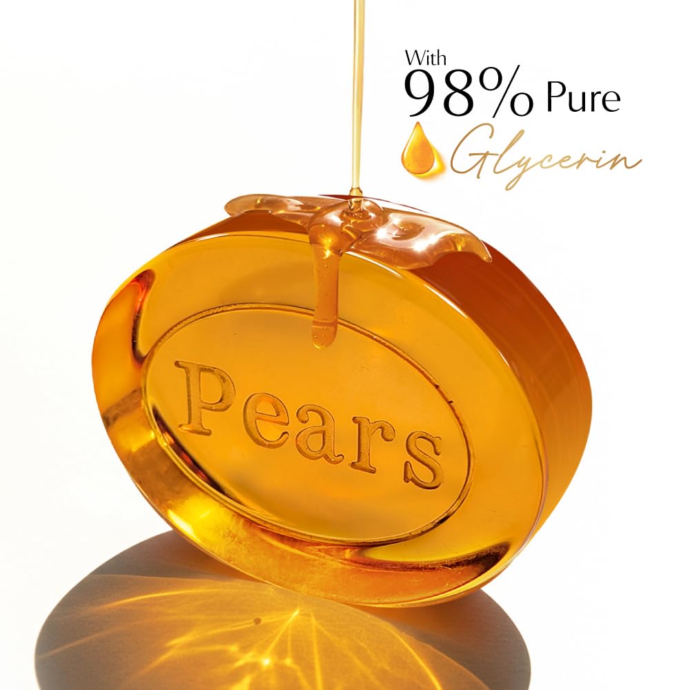 Pears Original Glycerin Soap Bar - Soft & Fresh Glow | With 98% Pure Glycerin & Mint Extract | For a Fresh Glow | With Plant Based Cleanser for Skin & Body | pack of 6
