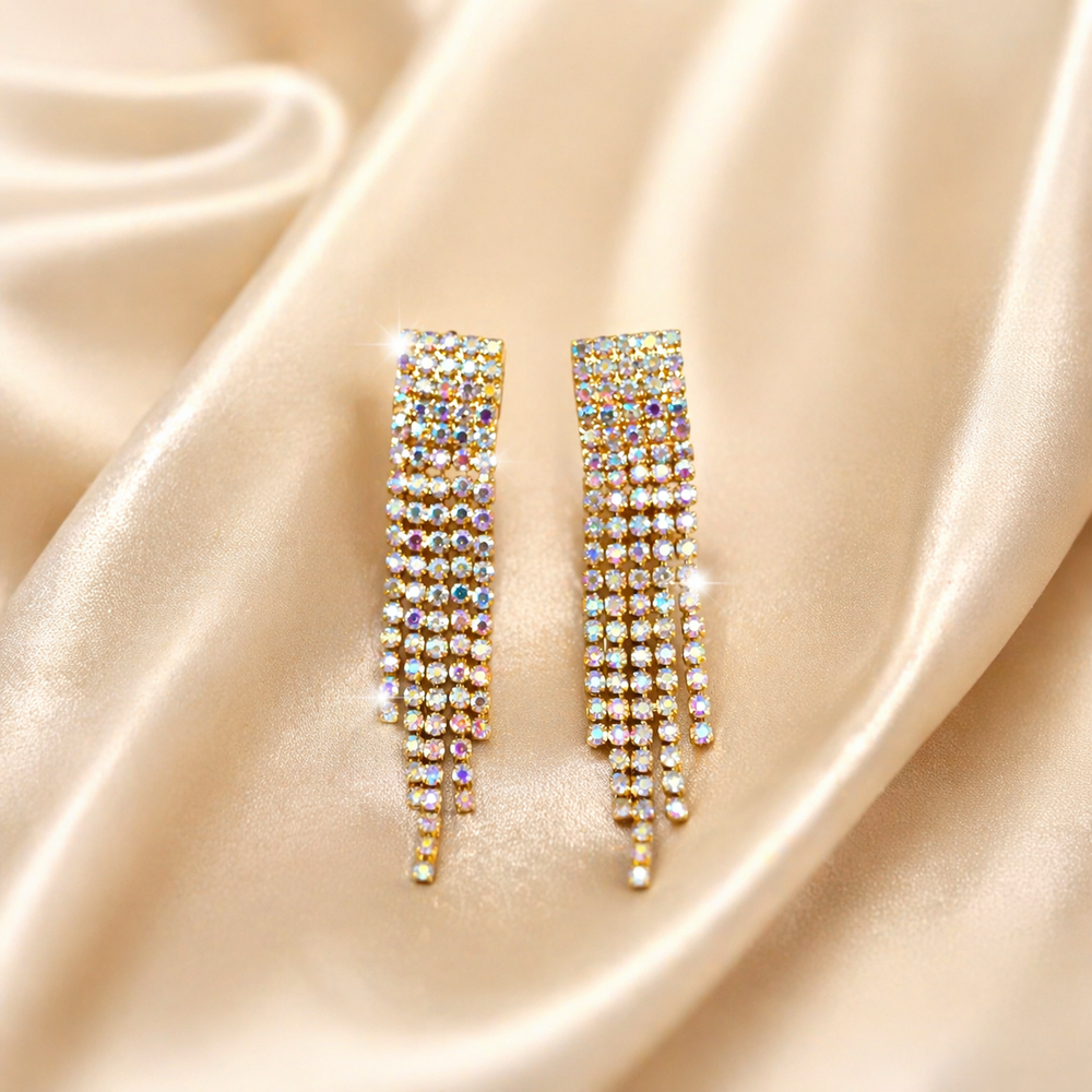 Luxury Anti-Tarnish Crystal Tassel Earrings✨