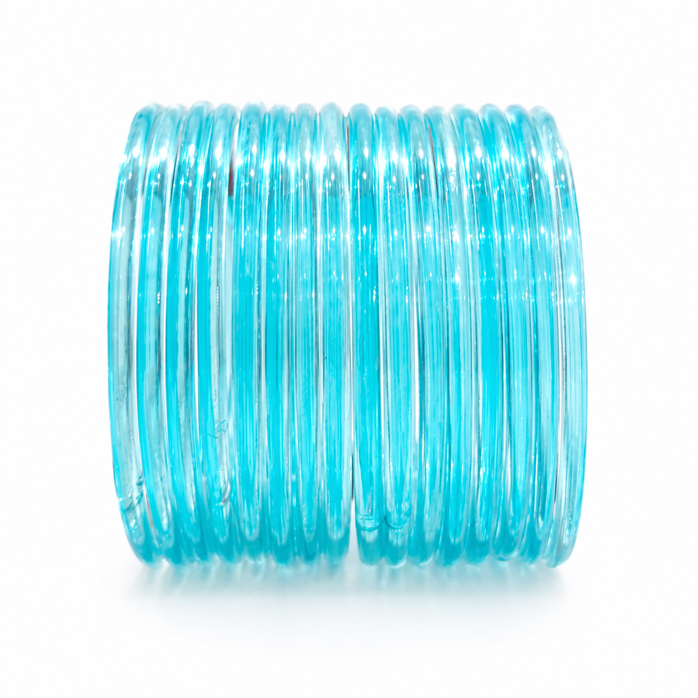 Aqua Blue Jelly Bangles Set of 24 ✨ – Fresh & Stylish Look