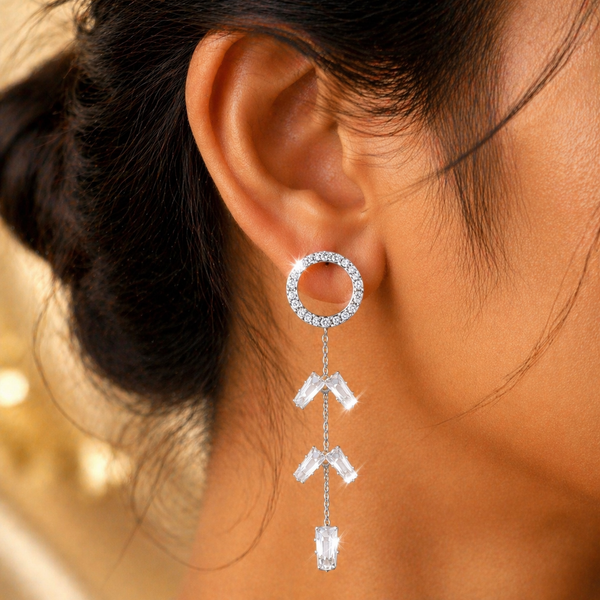 Luxury Crystal Chain Drop Earrings – Anti-Tarnish Finish