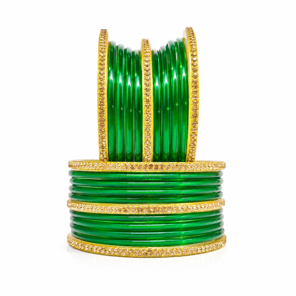 Sawan Special Green Resham Bangles Women & Girls|Set of 32 Pcs