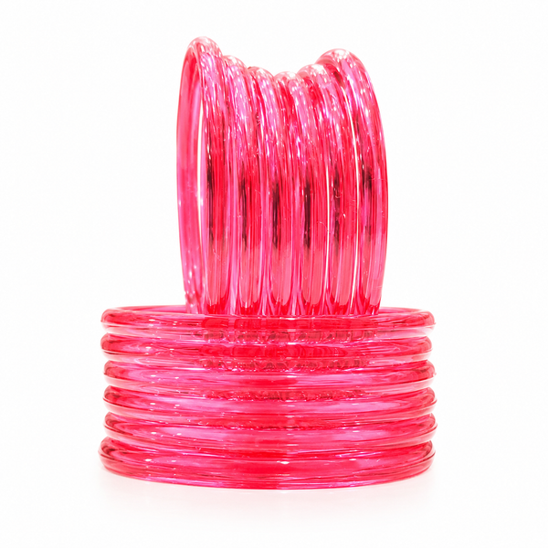 Red Transparent Jelly Bangles for Women & Girls | Pack of 12