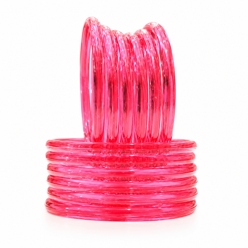 Red Transparent Jelly Bangles for Women & Girls | Pack of 12