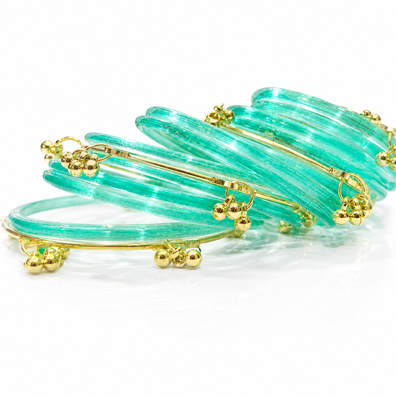 Trendy Jelly Bangles Set with Gold Charm – Lightweight Stylish Daily Wear