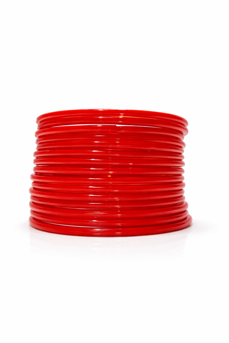 Classic Red Glossy Glass Bangles Set for Girls & Women (Pack of 24) Traditional Plain Churi