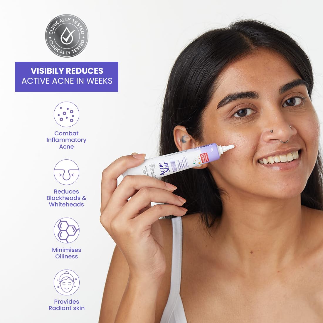 AcneStar Acne Care Combo – Benzoyl Peroxide Soap 75g + Clindamycin & Nicotinamide Gel 22g