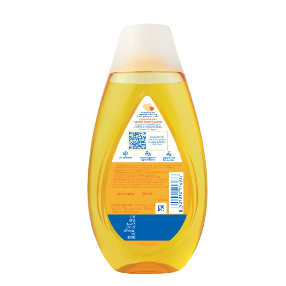 Johnson's Baby No More Tears Shampoo | Paraben & Sulphate Free, pH Balanced | 200ml