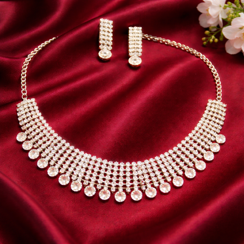 Luxury Crystal Choker Necklace Set with Matching Earrings✨
