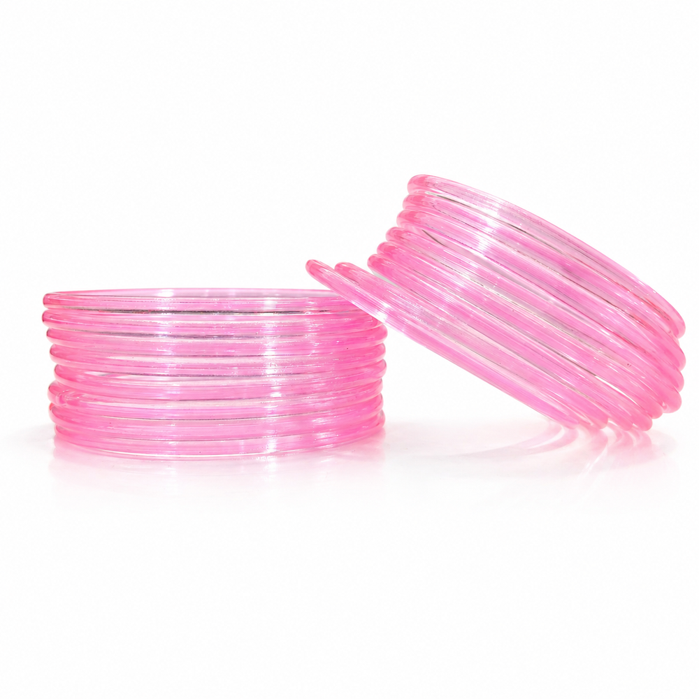 Soft Pink Jelly Bangles Set of 24 💖 – Cute & Stylish Stack