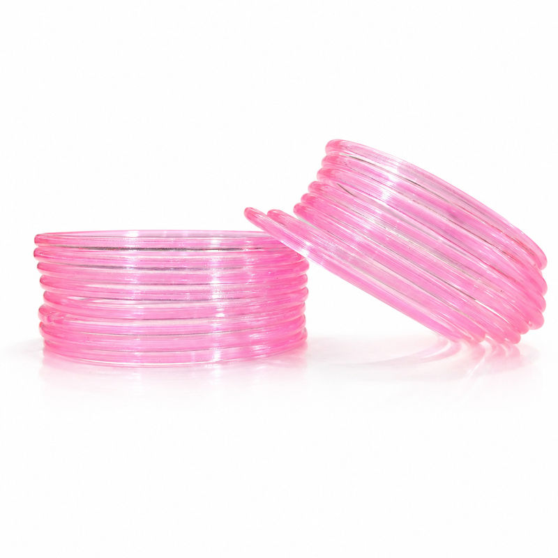 Soft Pink Jelly Bangles Set of 24 💖 – Cute & Stylish Stack