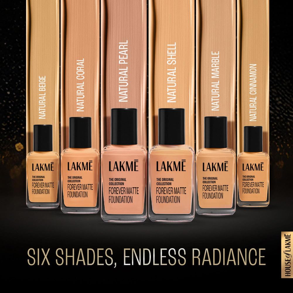 Lakme FOREVER MATTE FOUNDATION for Superior Coverage, with Vitamin E, sunscreen, lightweight & water resistant facemakeup Marble, 27ml (OG Collection)