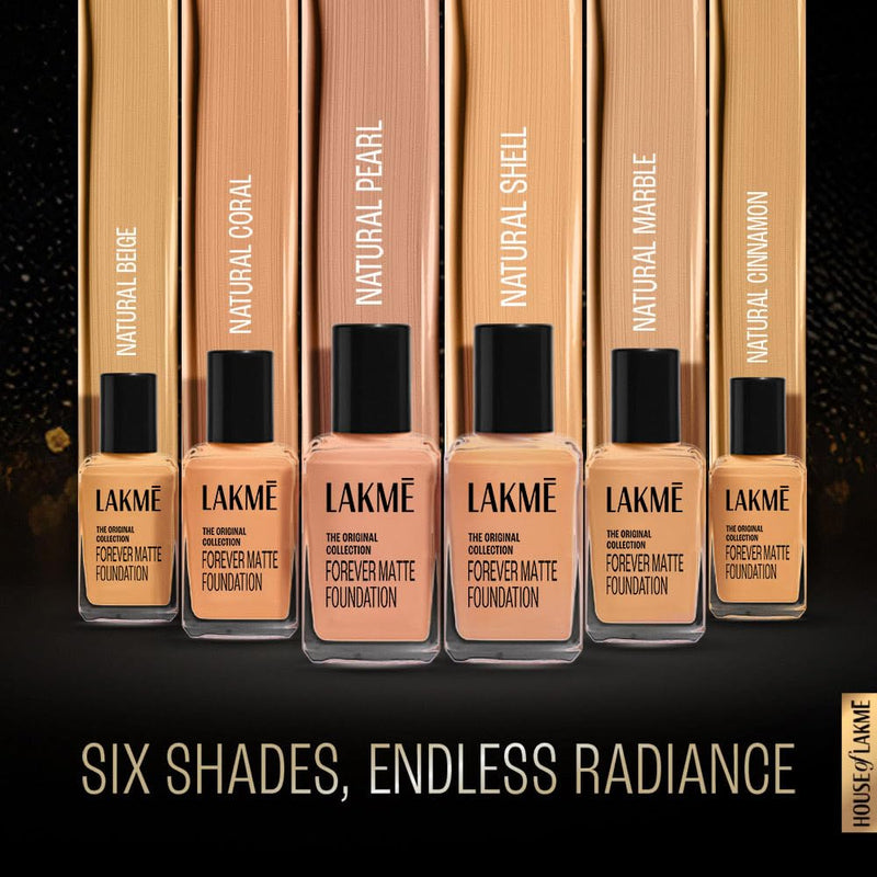 Lakme FOREVER MATTE FOUNDATION for Superior Coverage, with Vitamin E, sunscreen, lightweight & water resistant facemakeup Marble, 27ml (OG Collection)