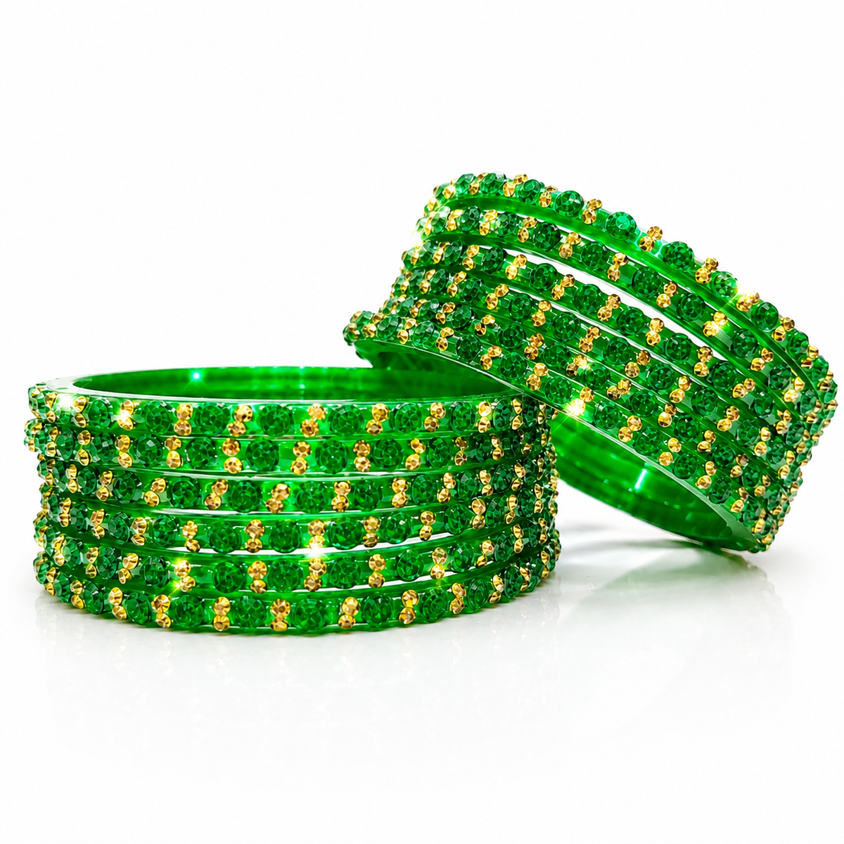 Anti Tarnish New Green Rose Design Bangles for Women & Girls| Pack of 12