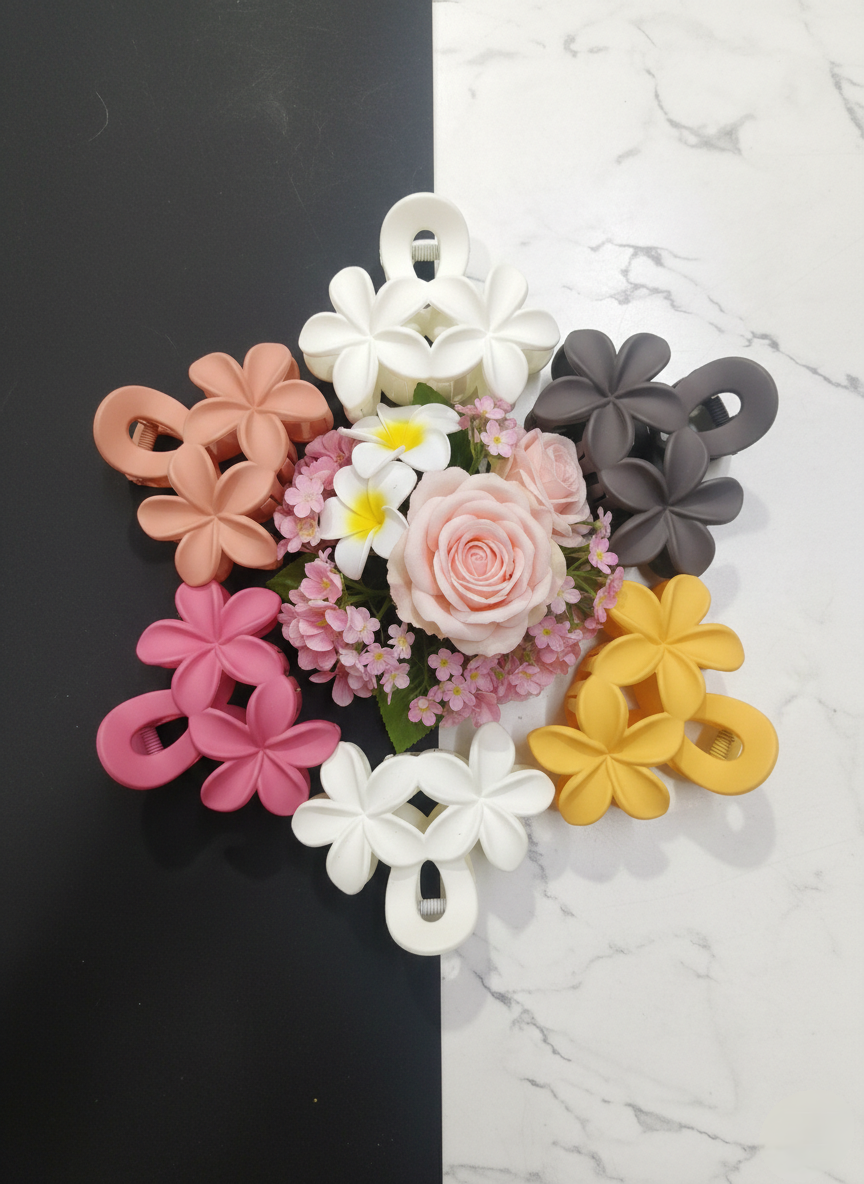 5 Pcs Flower Claw Clip multi  colour Matte strong product for girls & women