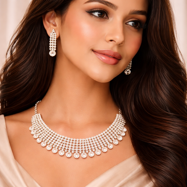 Luxury Crystal Choker Necklace Set with Matching Earrings✨