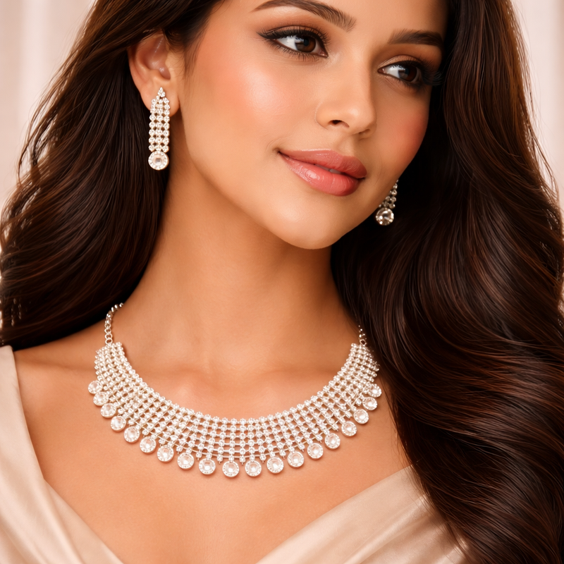 Luxury Crystal Choker Necklace Set with Matching Earrings✨