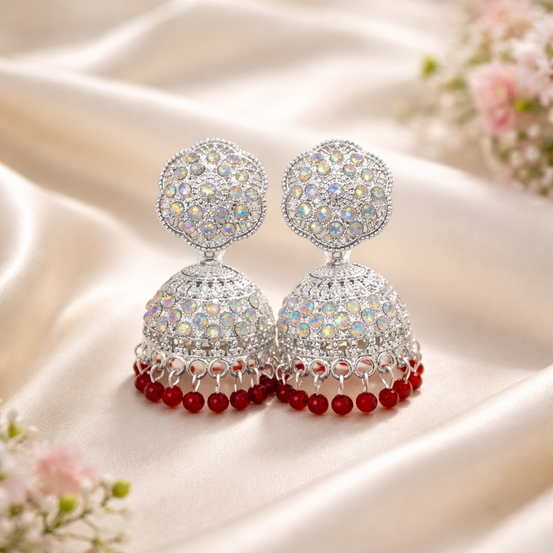 Anti-Tarnish Jhumka Earrings with Beautiful Mehrun Beads✨