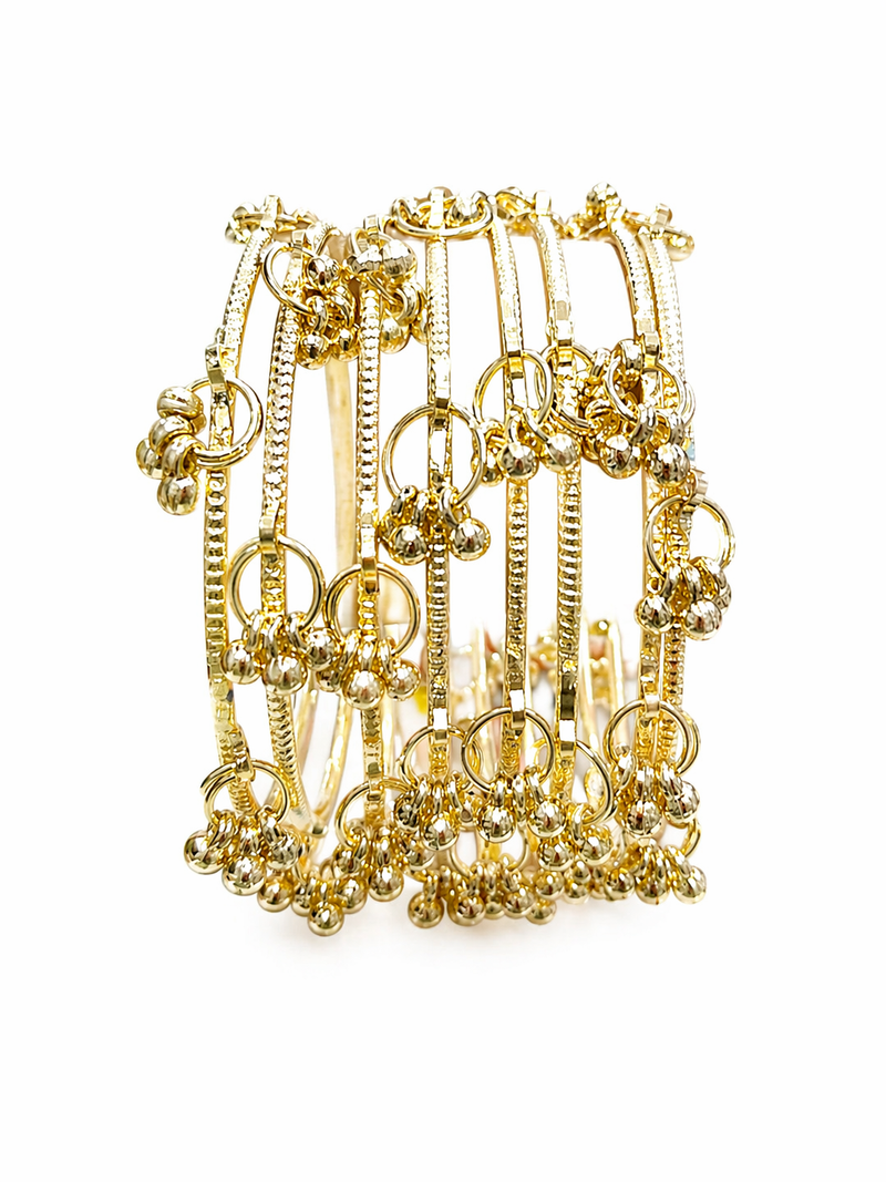 Traditional Kashmiri Golden Bangles with Ghungroo Design