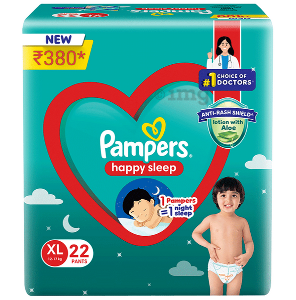 Pampers Happy Sleep Diaper| Pant Style Diaper Extra Large Size, 22 count | Overnight Protection with upto 10 hrs absorptions