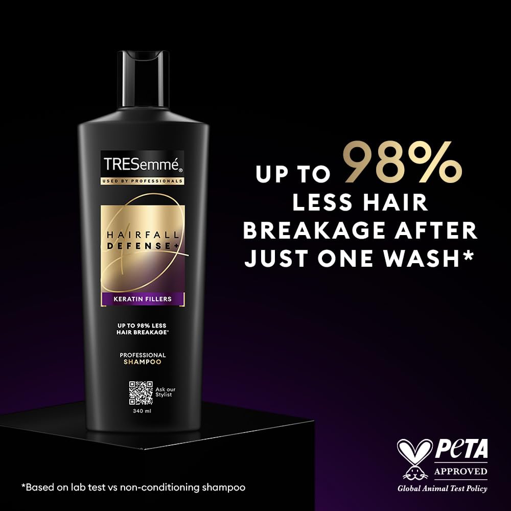 TRESemme Hairfall Defense+ Shampoo 180ml With Keratin Fillers | Longer and Stronger hair | Prevents Hair Fall due to Breakage | Paraben-Free