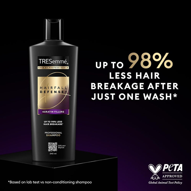 TRESemme Hairfall Defense+ Shampoo 180ml With Keratin Fillers | Longer and Stronger hair | Prevents Hair Fall due to Breakage | Paraben-Free