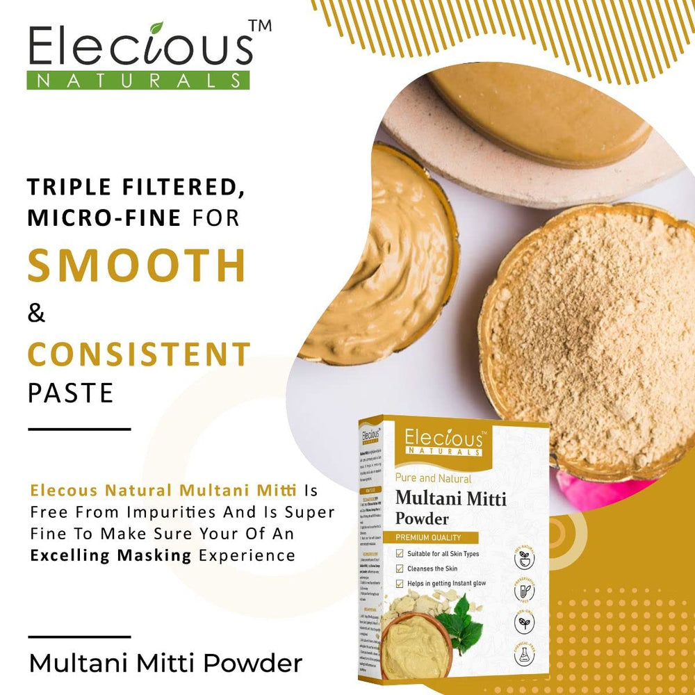 Natural Multani Mitti powder for Exfoliating, Soothing, Nourishing, Smoothening Face, Skin and Hair Fuller's Earth, Bentonite Clay (100 Grams)lPack of 2