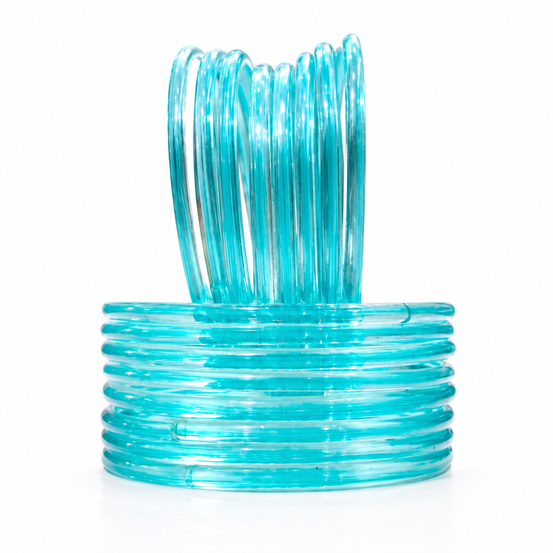 Aqua Blue Jelly Bangles Set of 24 ✨ – Fresh & Stylish Look
