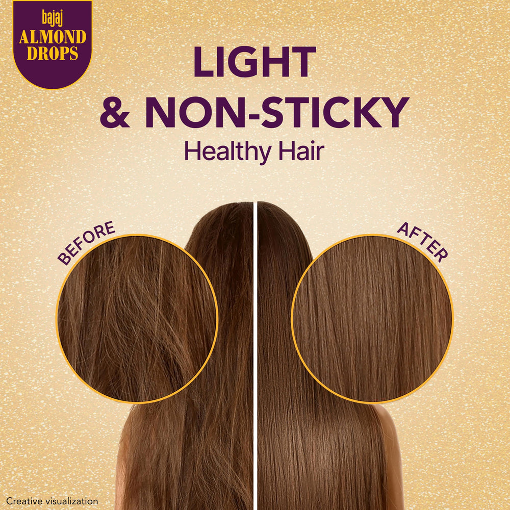Bajaj Almond Drops Hair Oil, 285ml, 6X Vitamin E, Almond Oil, Light and Non Sticky, Hair Fall Control