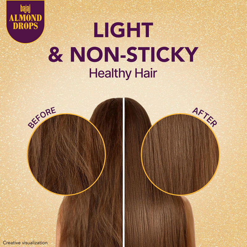 Bajaj Almond Drops Hair Oil, 285ml, 6X Vitamin E, Almond Oil, Light and Non Sticky, Hair Fall Control