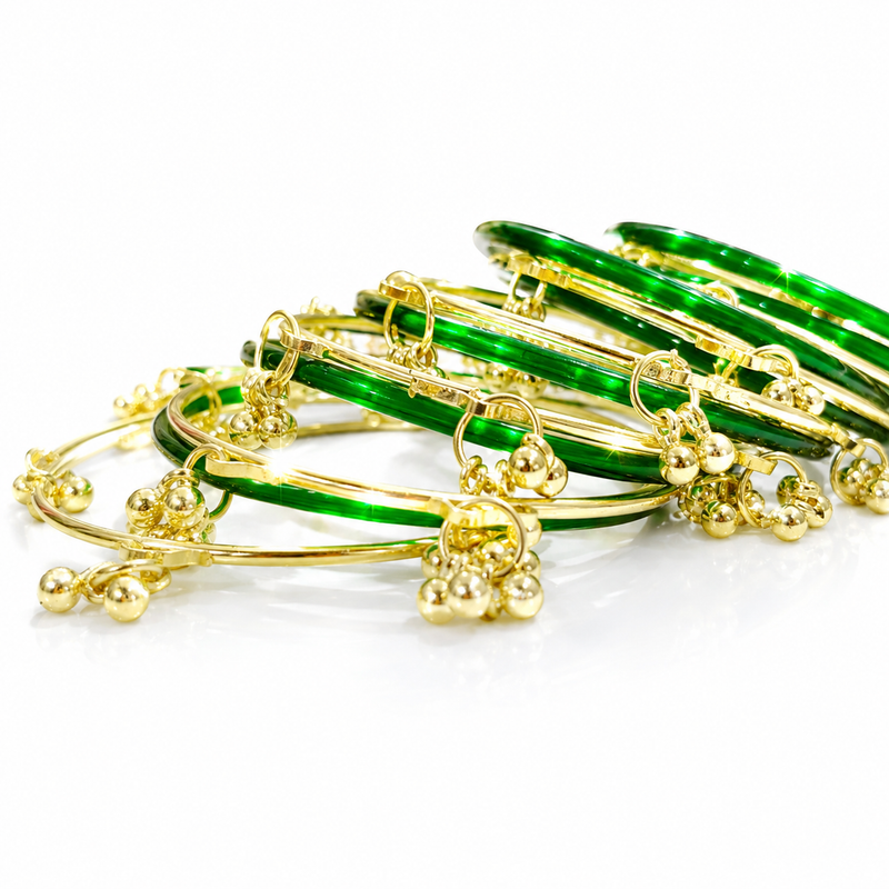 Sawan Special Resham Green Bangles Set for Women & Girls – Pack of 32 Pcs