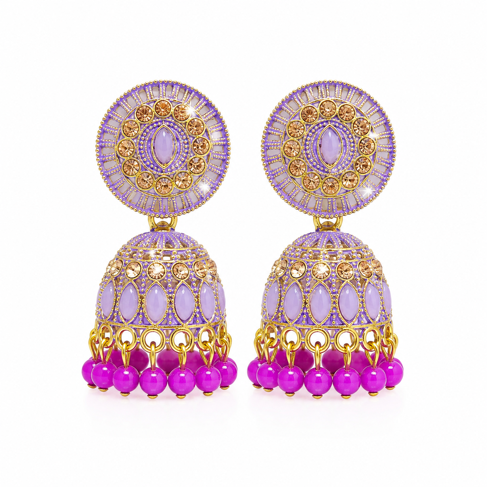 Soft Pink Gold Plated Ethnic Earrings for girls & women